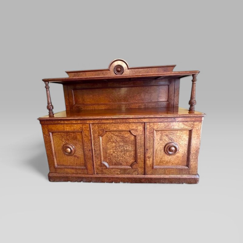 Antique English Victorian Pollard Oak 3 Door Buffet Sideboard With Top Shelf - Image 6